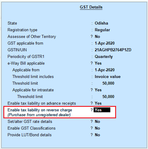 GST on Reverse Charge Mechanism (RCM) using TallyERP9